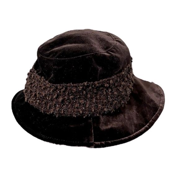 Women’s Vintage Japanese Plum Purple Swiss Dot Glitter Fancy BUCKET HAT - Picture 3 of 10